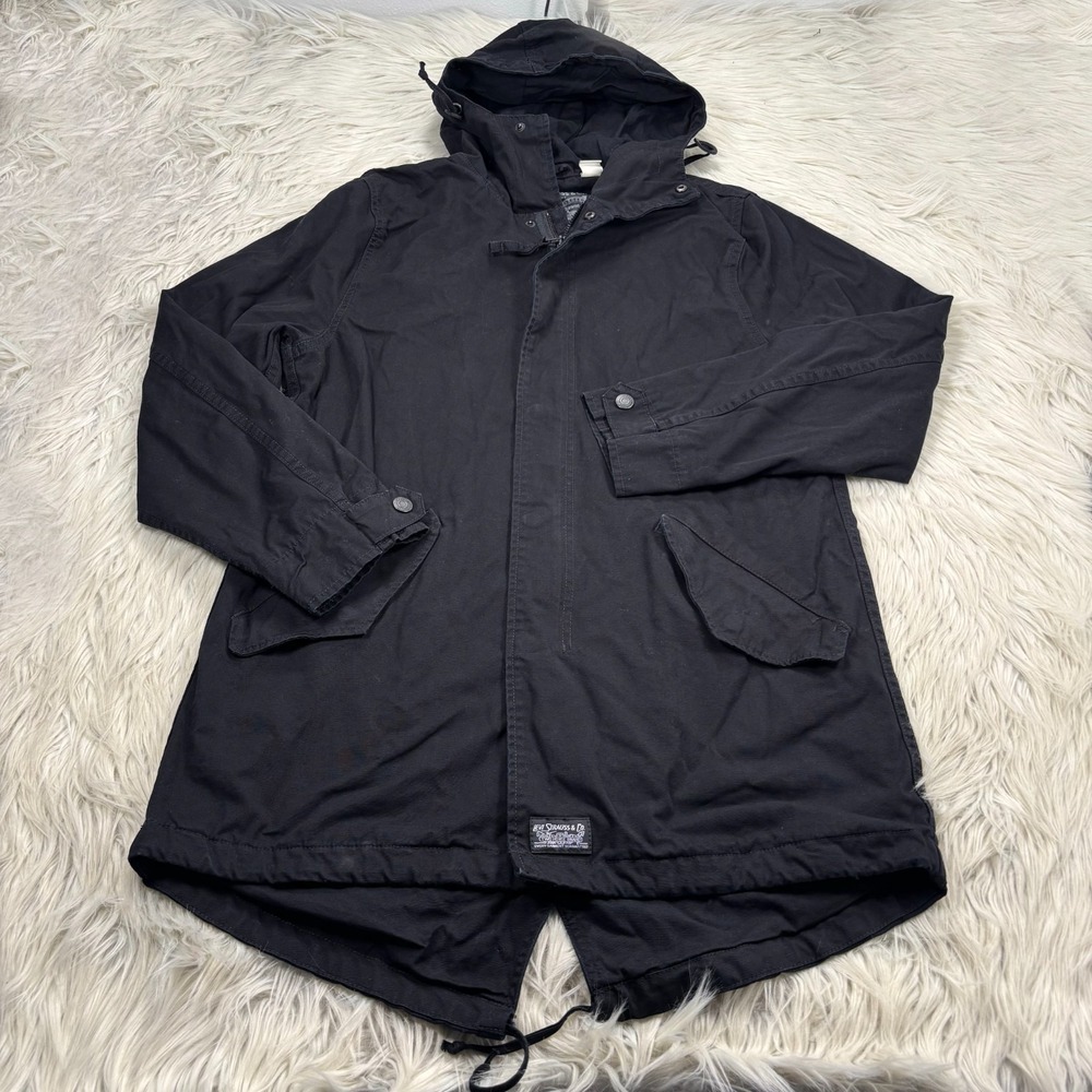 Levi's Women's S Relaxed Black Twill Anorak Jacket‎ Zip Hooded Minimalist